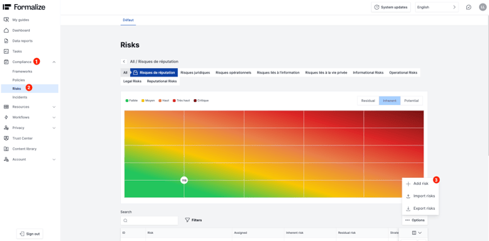 Adding a risk onto formalize, GRC software