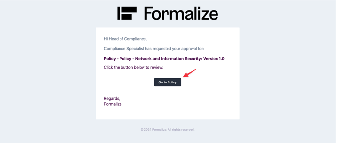 set up an approval flow for a policy on Formalize, compliance software